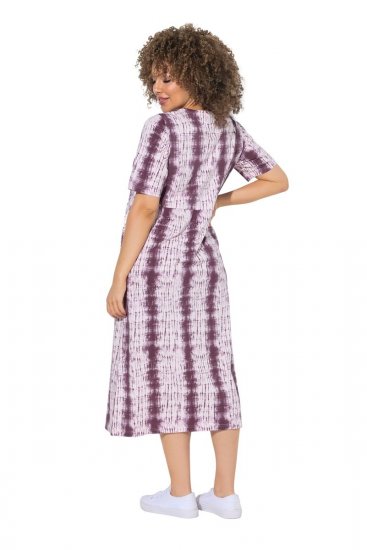 Ulla Popken 852854 Gestreepte midi-jurk Bruin - Midi jurken - Midi-jurken in grote maten