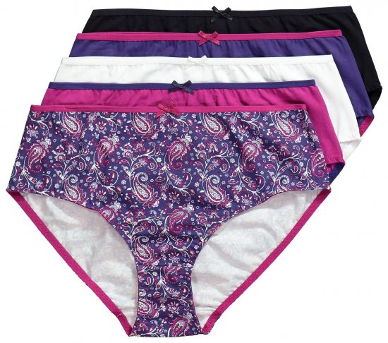 Ulla Popken 852935 Gebloemde slips 5-pack Koningsblauw - Slips - 
