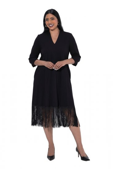 Ulla Popken 852937 Jersey jurk Zwart - Jersey jurken - 