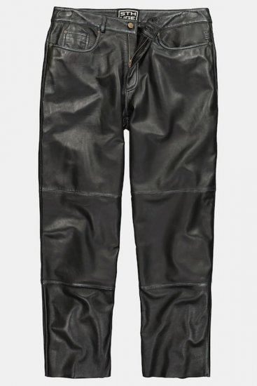 JP1880 853066 Leren broek met grote achterzakken Zwart - Leren broeken voor heren in grote maten - Grote maten leren broeken heren