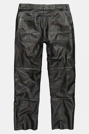 JP1880 853066 Leren broek met grote achterzakken Zwart - Leren broeken voor heren in grote maten - Grote maten leren broeken heren