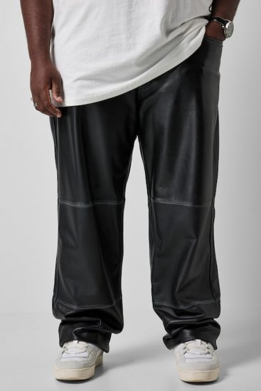 JP1880 853066 Leren broek met grote achterzakken Zwart - Leren broeken voor heren in grote maten - Grote maten leren broeken heren