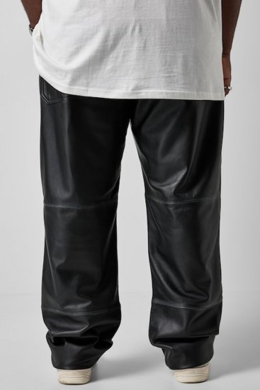 JP1880 853066 Leren broek met grote achterzakken Zwart - Leren broeken voor heren in grote maten - Grote maten leren broeken heren