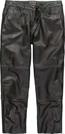 JP1880 853066 Leren broek met grote achterzakken Zwart - Leren broeken voor heren in grote maten - Grote maten leren broeken heren