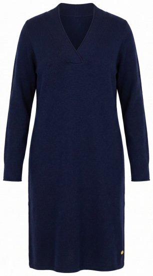 Ulla Popken 853077 Gebreide jurk met lange mouwen Donkerblauw - Gebreide jurken - 