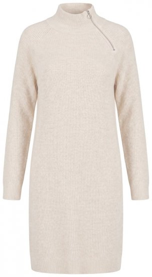 Ulla Popken 853504 Gebreide jurk met lange mouwen en col Gebroken wit - Gebreide jurken - 