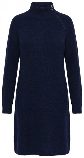 Ulla Popken 853504 Gebreide jurk met col Donkerblauw - Kleedjes - Jurken in elke maat