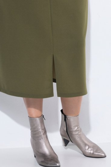 Ulla Popken 853510 Midi-jurk met zakken Kaki - Midi jurken - Midi-jurken in grote maten
