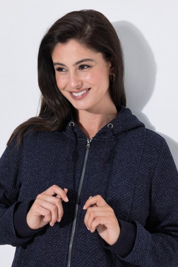 Ulla Popken 853577 Fleecejack Donkerblauw - Jassen - Grote maten jassen voor dames