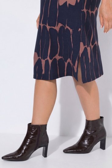 Ulla Popken 853590 Bedrukte jersey jurk met driekwartmouwen Donkerblauw - Kleedjes - Jurken in elke maat