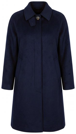 Ulla Popken 853646 Wollen jas met overhemdkraag Donkerblauw - Jassen - Grote maten dames jassen
