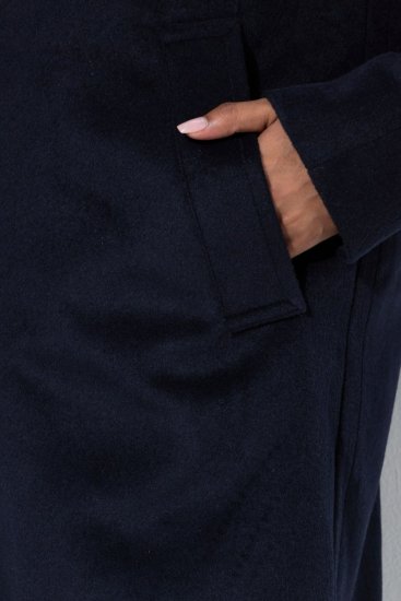 Ulla Popken 853646 Wollen jas met overhemdkraag Donkerblauw - Jassen - Grote maten dames jassen