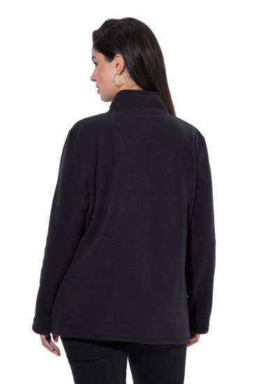Ulla Popken 853668 Fleecejas met opstaande kraag Zwart - Fleecekleding - 