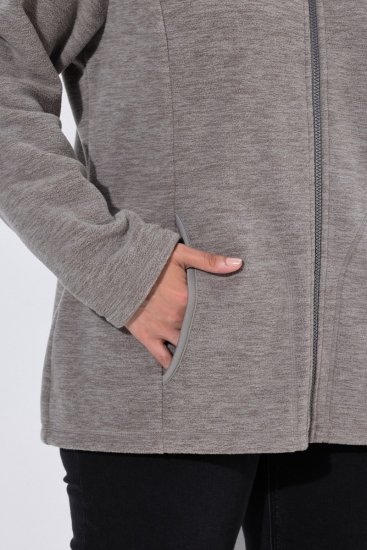 Ulla Popken 853668 Fleecejas met opstaande kraag Grijs - Fleecekleding - 