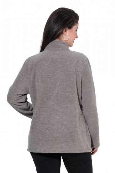 Ulla Popken 853668 Fleecejas met opstaande kraag Grijs - Fleecekleding - 