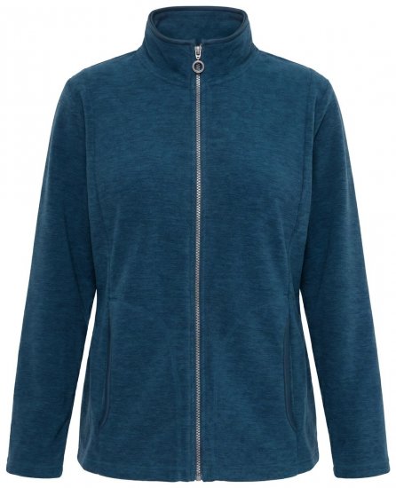 Ulla Popken 853668 Fleecejas met opstaande kraag Petrol - Fleecekleding - 