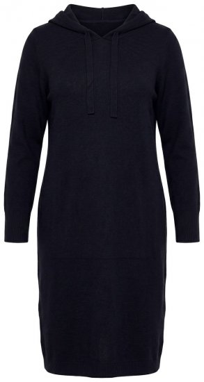 Ulla Popken 853669 Sweatjurk met lange mouwen en capuchon Donkerblauw - Sweatjurken - 