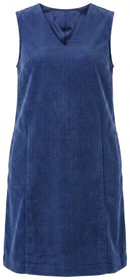 Ulla Popken 853697 Mouwloze corduroy jurk met V-hals Donkerblauw - Zomerjurken - Grote maten zomerjurken voor dames