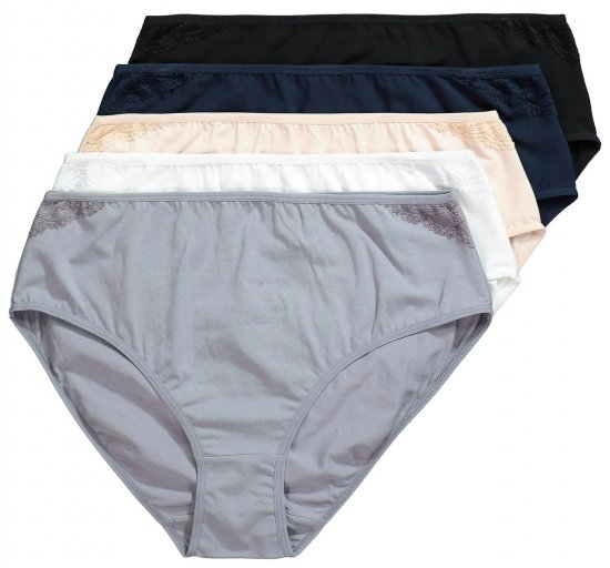Ulla Popken 853698 Slips met kant 5-pack Zwart - Slips - 