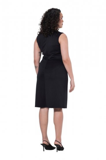 Ulla Popken 853766 Mouwloze bodycon jurk met strass Zwart - Zomerjurken - Grote maten zomerjurken voor dames
