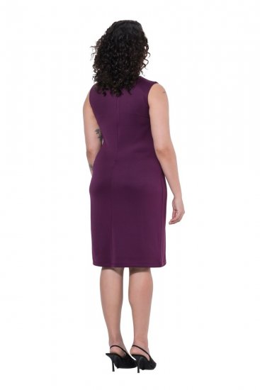 Ulla Popken 853766 Bodycon jurk met strass Pruim - Avondjurken - Grote maten avondkleding