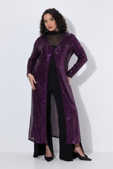 Ulla Popken 853770 Jasje met pailletten Pruim - Jassen - Grote maten jassen voor dames