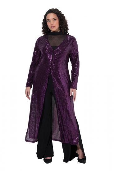 Ulla Popken 853770 Jasje met pailletten Pruim - Jassen - Grote maten jassen voor dames