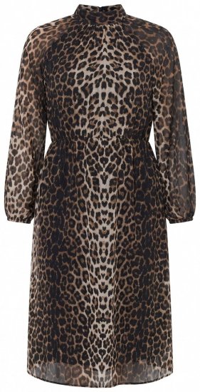 Ulla Popken 853788 Chiffon jurk met dierenprint Lichtbruin - Maxi jurken - Grote maten maxi jurken