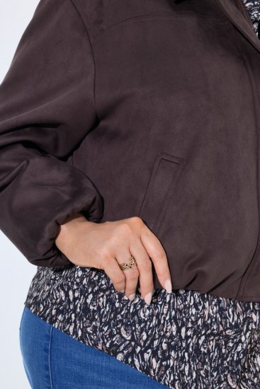 Ulla Popken 853792 Jas van imitatiesuède Bruin - Jassen - Grote maten jassen voor dames