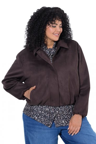 Ulla Popken 853792 Jas van imitatiesuède Bruin - Jassen - Grote maten jassen voor dames