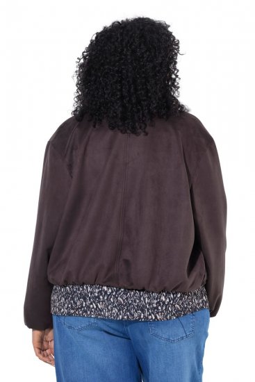 Ulla Popken 853792 Jas van imitatiesuède Bruin - Jassen - Grote maten jassen voor dames