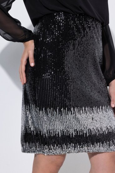 Ulla Popken 853810 Paillettenjurk Zwart - Avondjurken - Grote maten avondkleding