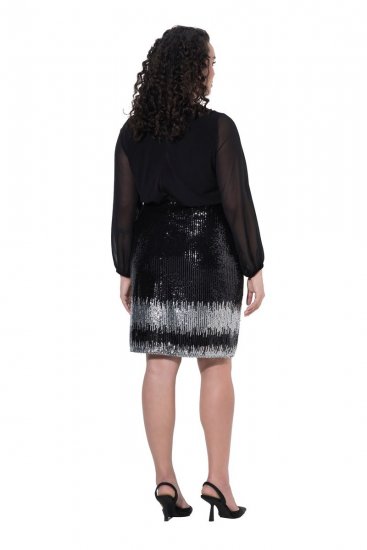 Ulla Popken 853810 Paillettenjurk Zwart - Avondjurken - Grote maten avondkleding