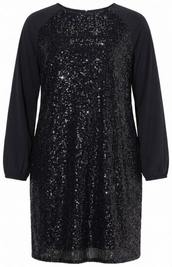 Ulla Popken 853871 Paillettenjurk Zwart - Avondjurken - Grote maten avondkleding