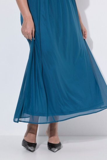 Ulla Popken 854031 Mouwloze maxi-jurk Petrol - Maxi jurken - Grote maten maxi jurken