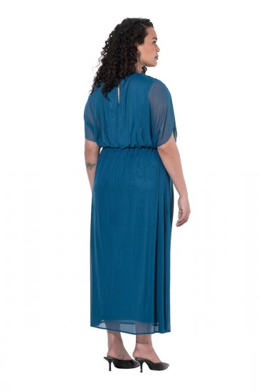 Ulla Popken 854031 Mouwloze maxi-jurk Petrol - Maxi jurken - Grote maten maxi jurken