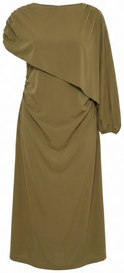 Ulla Popken 854048 Maxi-jurk met lange mouwen Olijfgroen - Maxi jurken - Grote maten maxi jurken