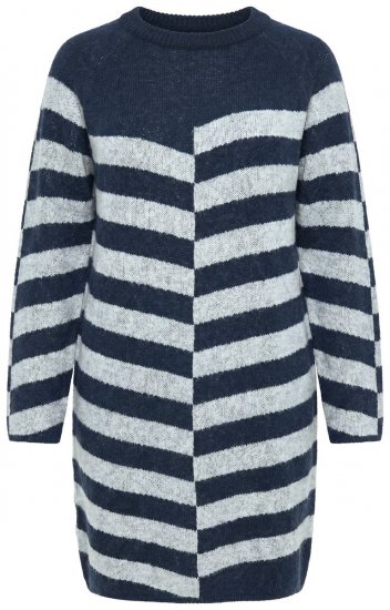 Ulla Popken 854095 Gebreide jurk met lange mouwen Donkerblauw - Kleedjes - Jurken in elke maat