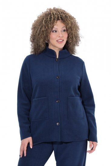 Ulla Popken 854200 Fleecejack Donkerblauw - Jassen - Grote maten jassen voor dames