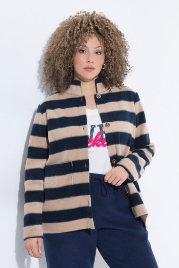 Ulla Popken 854366 Fleecejack Lichtbruin - Jassen - Grote maten jassen voor dames