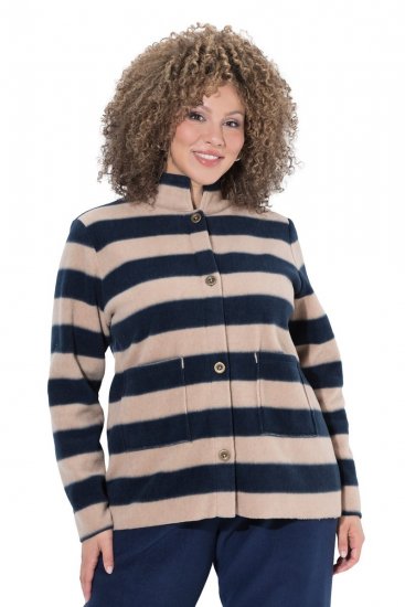 Ulla Popken 854366 Fleecejack Lichtbruin - Jassen - Grote maten jassen voor dames