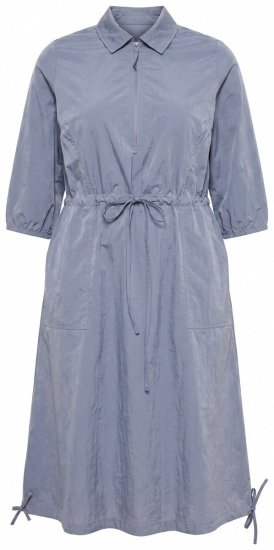 Ulla Popken 854413 Midi-jurk met trekkoord Grijs - Midi jurken - Midi-jurken in grote maten