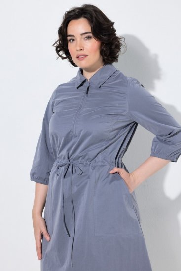 Ulla Popken 854413 Midi-jurk met trekkoord Grijs - Midi jurken - Midi-jurken in grote maten