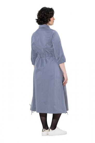 Ulla Popken 854413 Midi-jurk met trekkoord Grijs - Midi jurken - Midi-jurken in grote maten