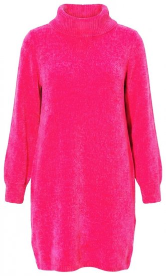 Ulla Popken 854602 Gebreide jurk met lange mouwen en col Roze - Kleedjes - Jurken in elke maat