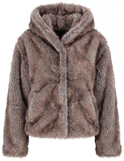 Ulla Popken 854617 Jas van imitatiebont Beige - Jassen - Grote maten jassen voor dames