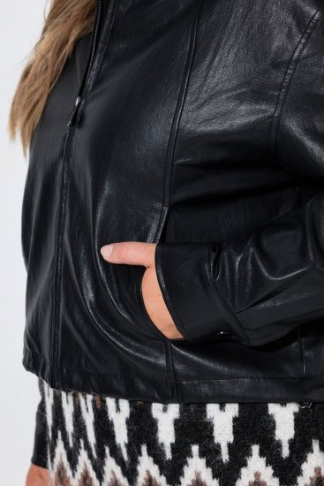 Ulla Popken 854795 Bikerjack van imitatieleer Zwart - Jassen - Grote maten jassen voor dames