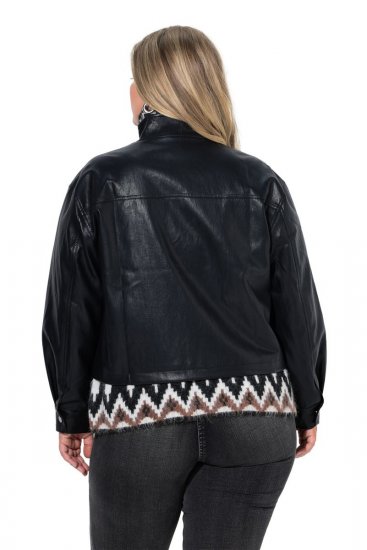 Ulla Popken 854795 Bikerjack van imitatieleer Zwart - Jassen - Grote maten jassen voor dames