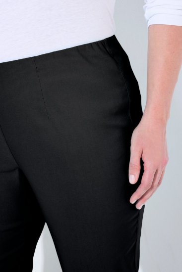 Ulla Popken 854910 Warme stretchbroek met elastische taille Zwart - Stoffen broeken - Dames wijde broeken in grote maten