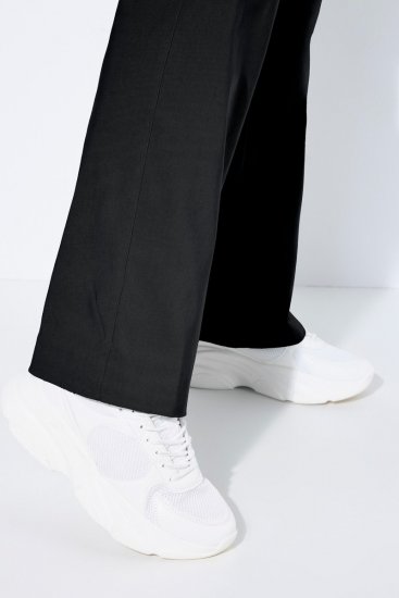 Ulla Popken 854910 Warme stretchbroek met elastische taille Zwart - Stoffen broeken - Dames wijde broeken in grote maten